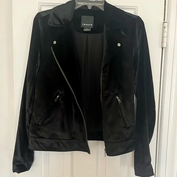 Trouvé Black Velvet Biker Jacket - Picture 3 of 5